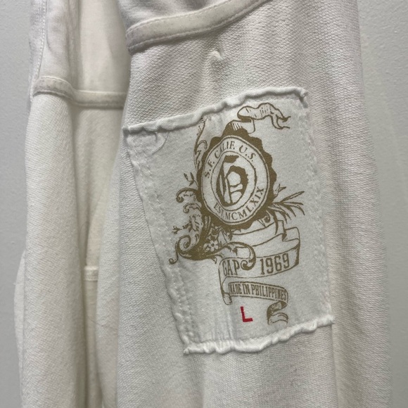 GAP Vintage Soft White Hoodie Rushing Full Zip Long Women’s Large Long Layer Top - Picture 9 of 12